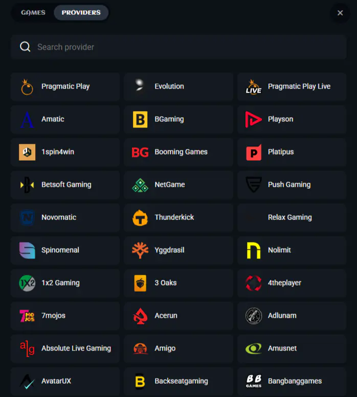 Game Providers Spinsup